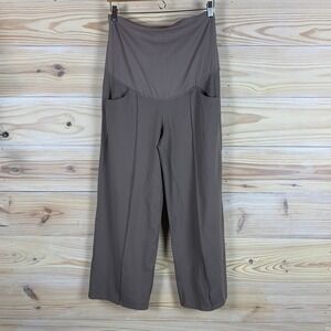 G4Free Yoga Pants Women L Brown Maternity Wide Leg Front Seam Pockets